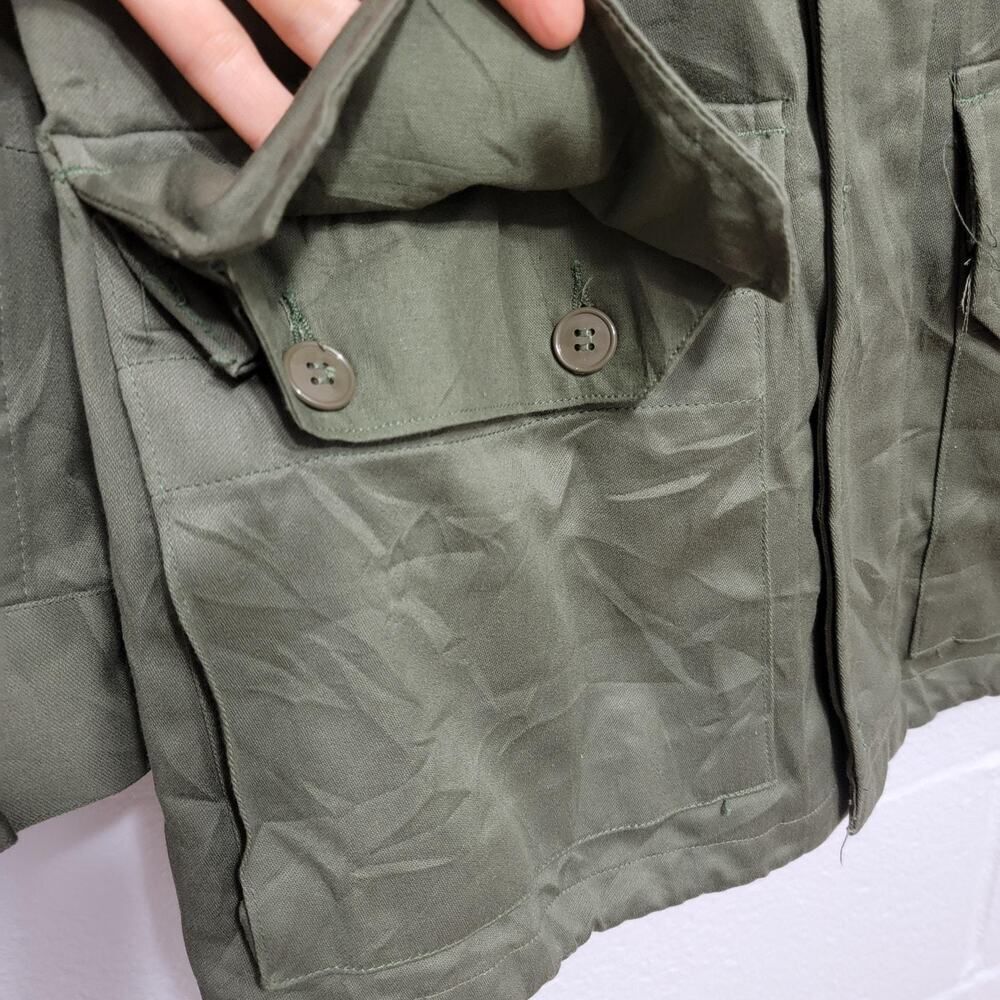 Vintage French Army Field Jacket Canvas Pockets Fits S/M Military - Picture 8 of 10